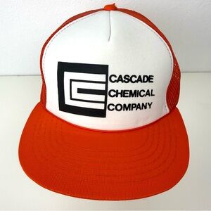 Vintage Cascade Chemical Company Orange Back and White Hanes Men's Trucker Hat